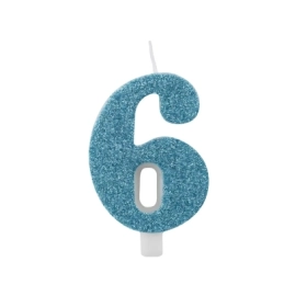 Candelina numero 6 tiffany glitter 9,5cm, 1pz.