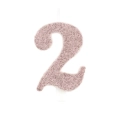 Candelina numero 2 Rose Gold glitter 9,5cm, 1pz.