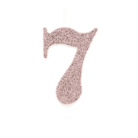 Candelina numero 7 Rose Gold glitter 9,5cm, 1pz.