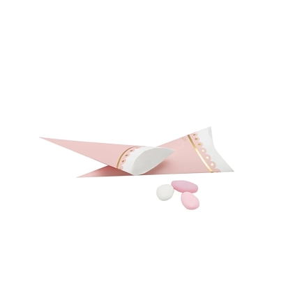 Coni portaconfetti o caramelle in carta con stampa rosa e oro, 10pz.