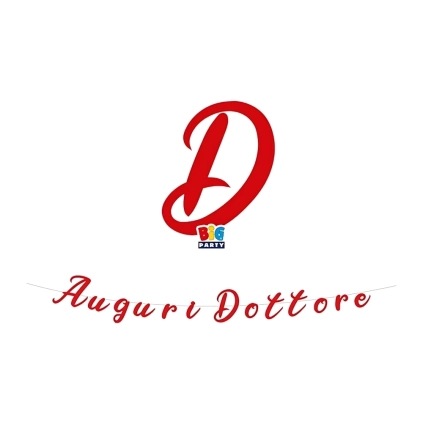 Festone bandierine Laurea scritta Auguri Dottore Italic, 1pz.