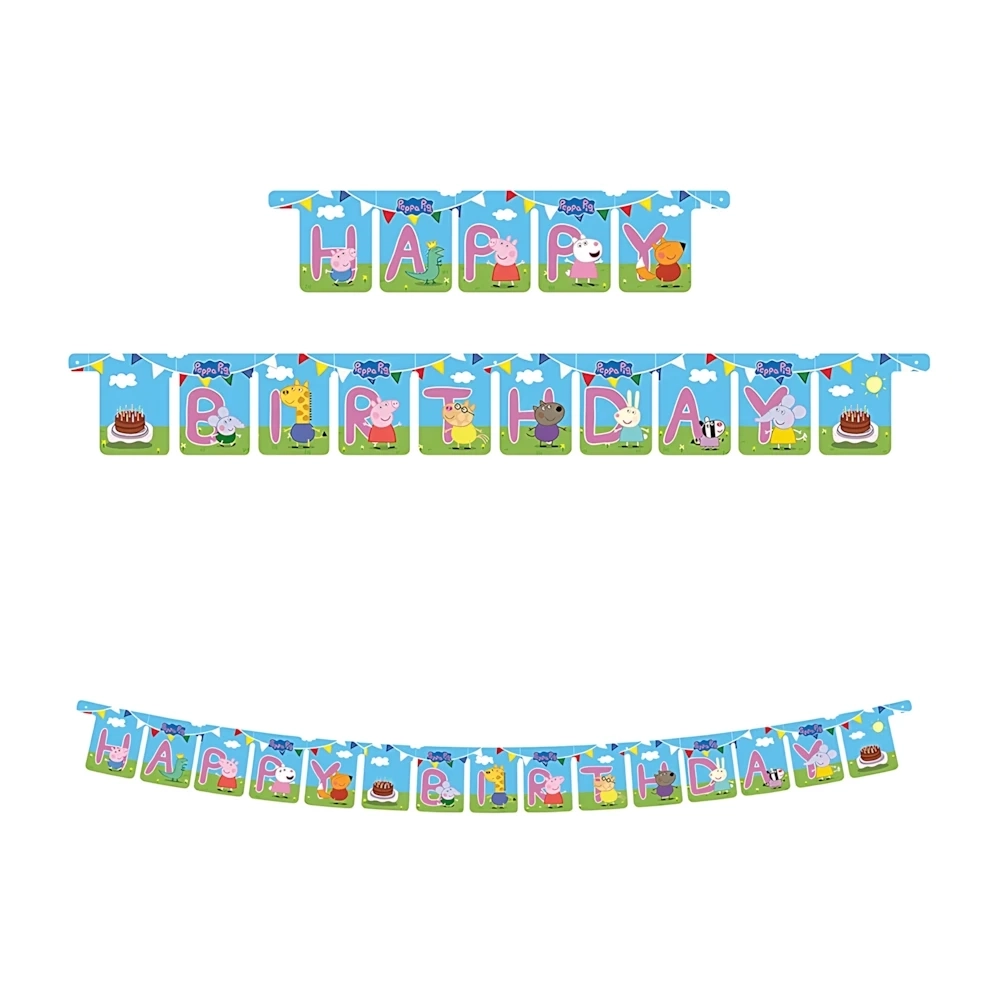 Festone bandierine Happy Birthday Peppa Pig, 1pz.