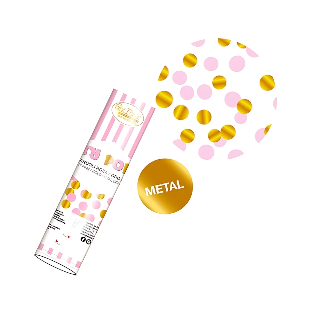 Tubo Sparacoriandoli rosa e oro 20cm, 1pz.