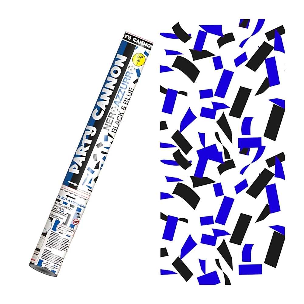 Tubo Sparacoriandoli blu e neri 40cm, 1pz.