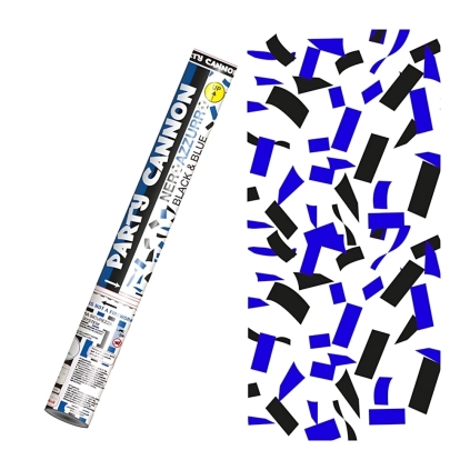 Tubo Sparacoriandoli blu e neri 40cm, 1pz.