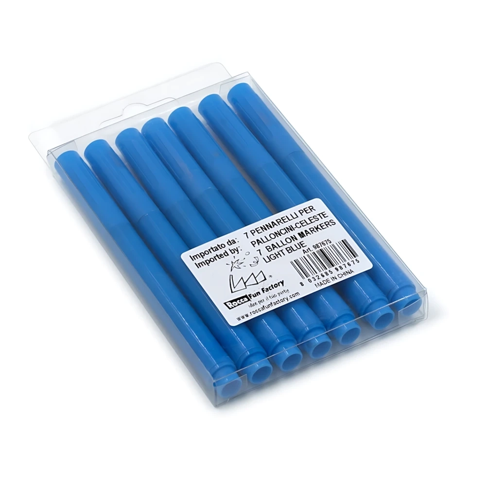 Confezione con 7 Pennarelli celeste per palloncini, 1 pz.