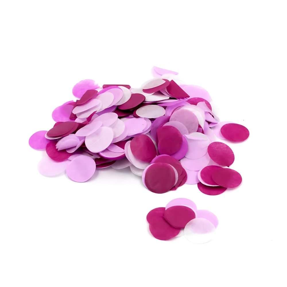 Coriandoli di carta tonalità di rosa 1,8cm, 1 bustina da 15g.