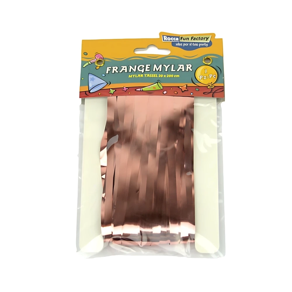 Frange in Mylar rosa gold con adesivo, 1pz.