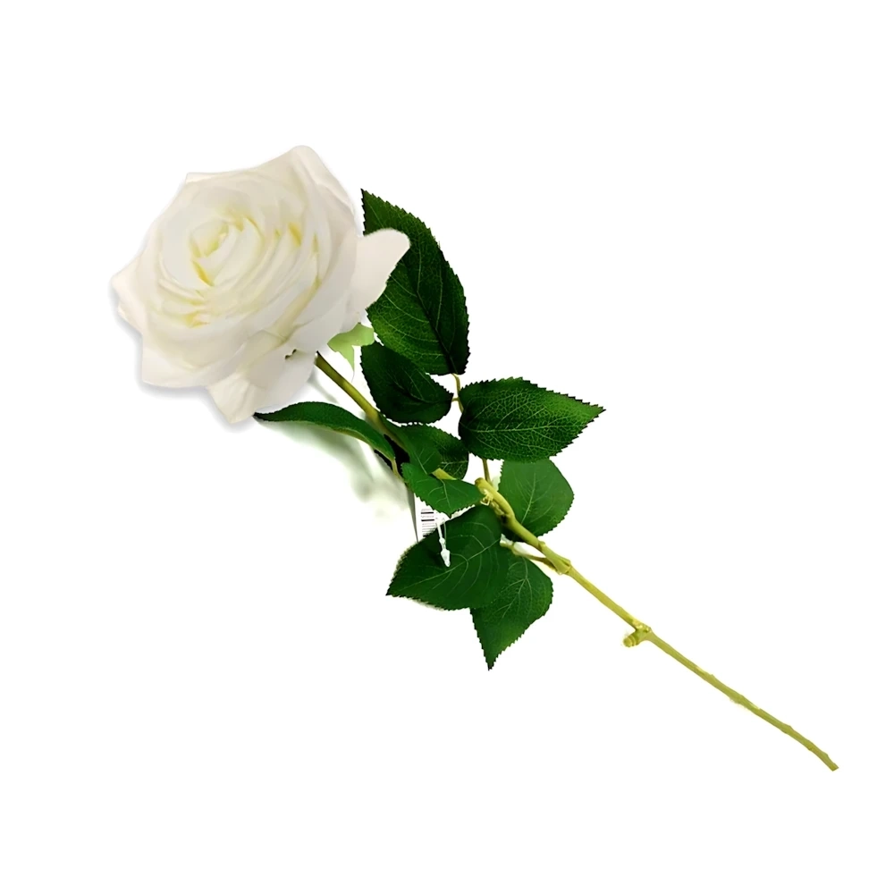 Rosa Bianca Equador in plastica di alta qualità da 65cm, 1pz.