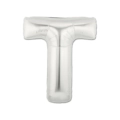 Palloncino Lettera "T" Argento super shape 40" (101cm) in mylar, 1pz.