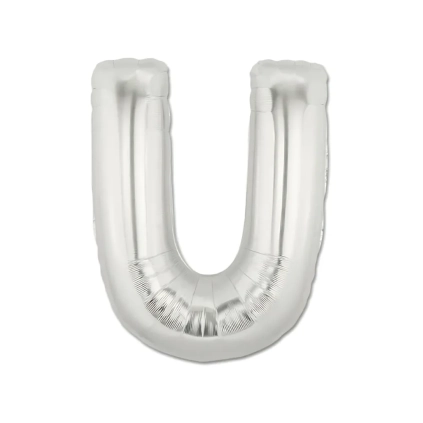Palloncino Lettera "U" Argento super shape 40" (101cm) in mylar, 1pz.