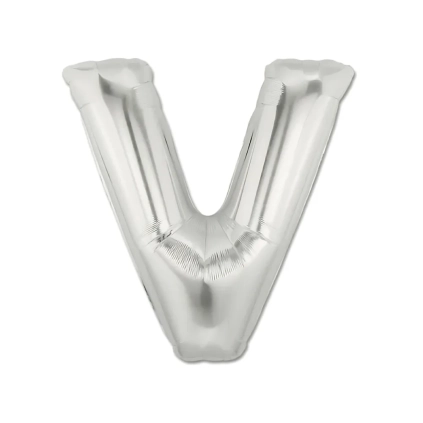 Palloncino Lettera "V" Argento super shape 40" (101cm) in mylar, 1pz.