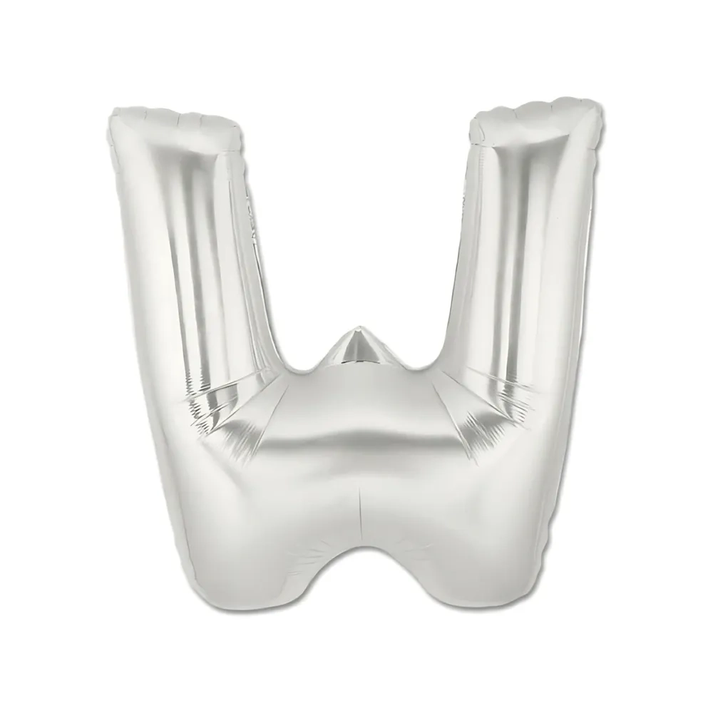 Palloncino Lettera "W" Argento super shape 40" (101cm) in mylar, 1pz.