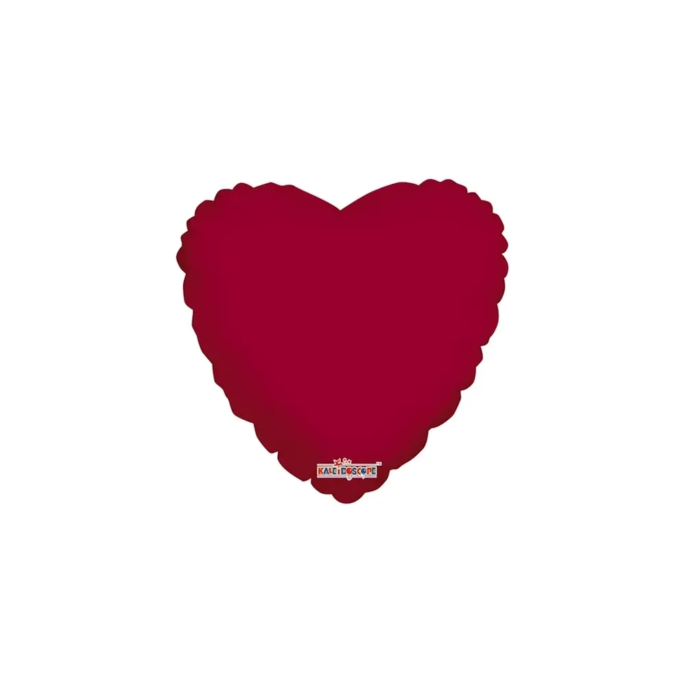 Palloncino Cuore Bordeaux standard shape 18" (45cm) in mylar, 1pz.