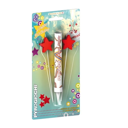 Candela fontana pirotecnica Happy Birthday + 2 Stella, categoria F1, 3pz.