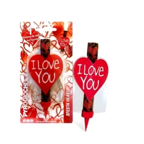 Candela fontana pirotecnica con cuore I love you, categoria F1, 1pz.