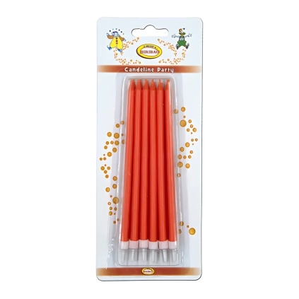 Candeline Ministelo sottili colore arancio, 12pz.