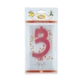 Candelina numero 3 rosa glitter grande, 1pz.
