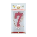 Candelina numero 7 rosa glitter grande, 1pz.