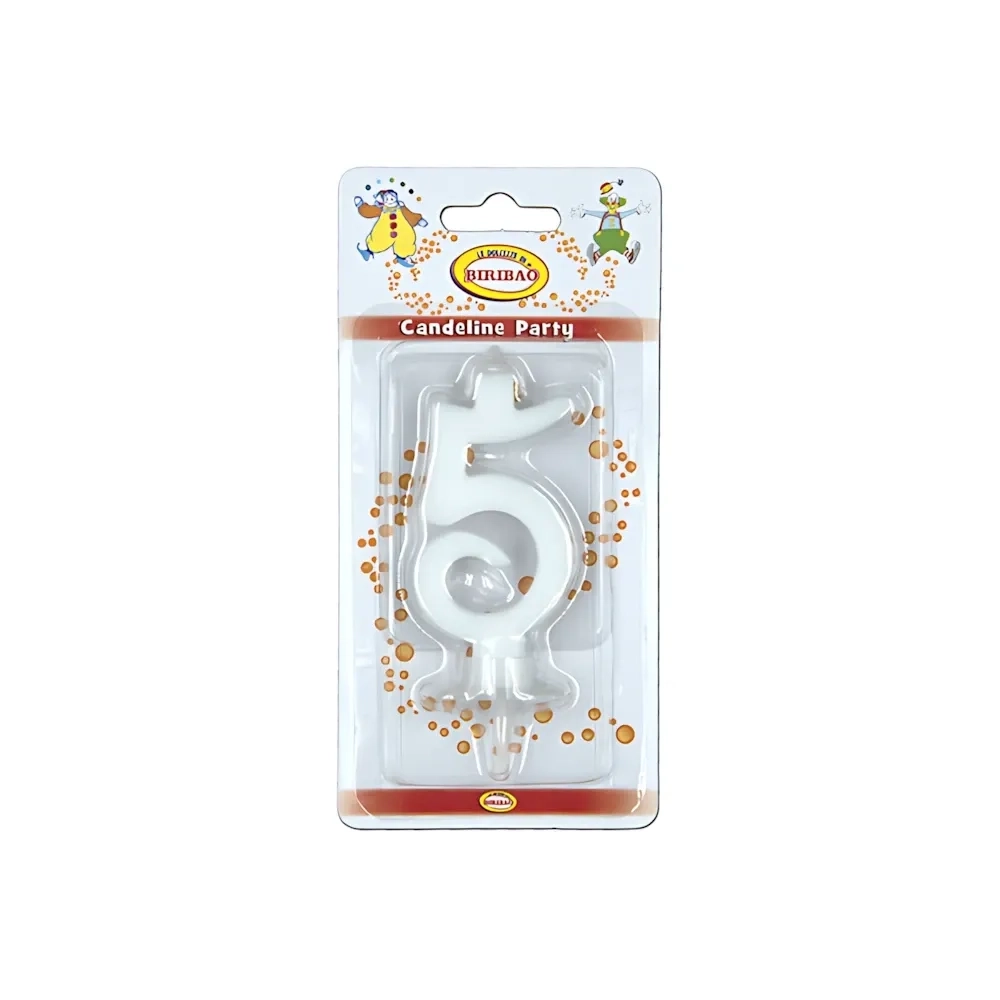Candelina mini numero 5 bianca, 1pz.