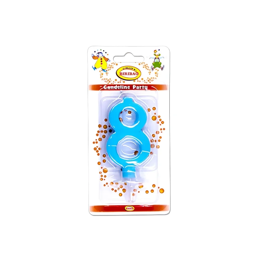 Candelina mini numero 8 celeste, 1pz.