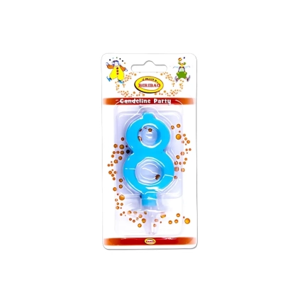 Candelina mini numero 8 celeste, 1pz.