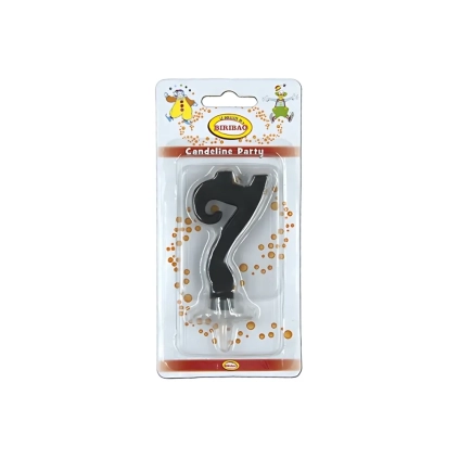 Candelina mini numero 7 nera, 1pz.