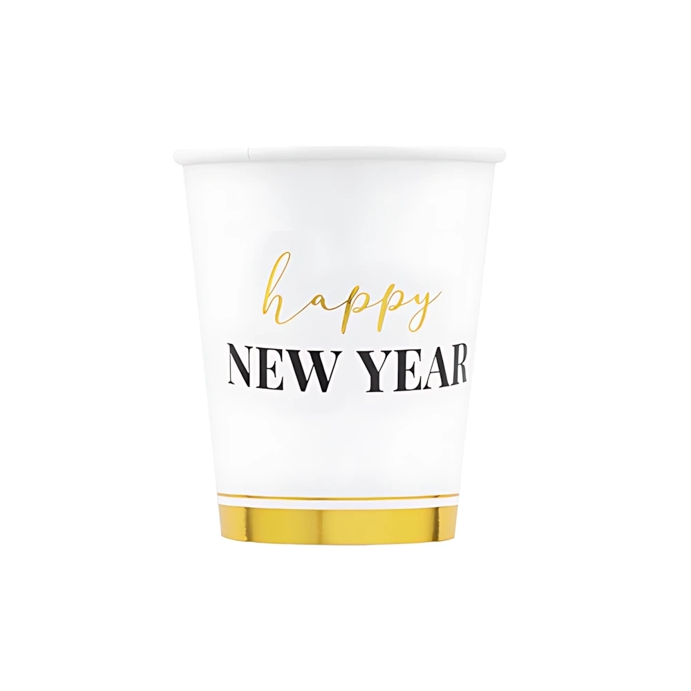 Bicchieri Happy New Year Clock White 250cc, 8pz.