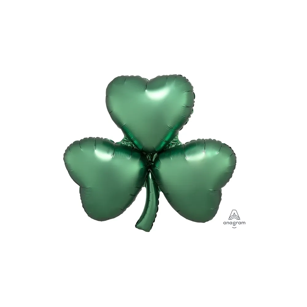Palloncino Trifoglio Shamrock Verde Satinato super shape 29" (73cm) in mylar, 1pz.