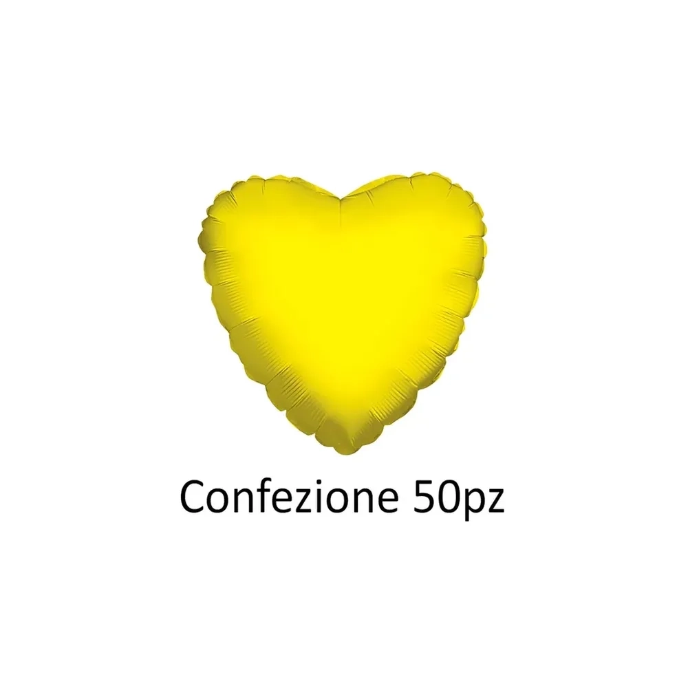 Palloncini cuore Giallo standard shape 18" (45cm) in mylar, 50pz.