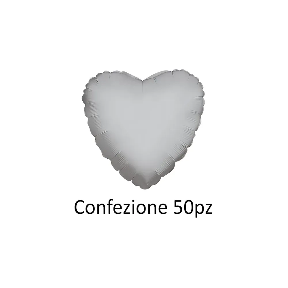 Palloncini cuore Argento standard shape 18" (45cm) in mylar, 50pz.