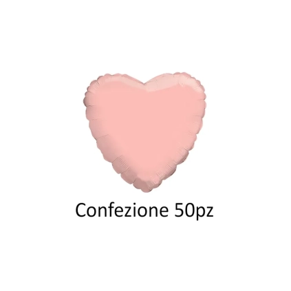 Palloncini cuore Rosa Chiaro Gold standard shape 18" (45cm) in mylar, 50pz.
