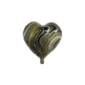Palloncino cuore Marmorizzato Nero standard shape 18" (45cm) in mylar, 1pz.