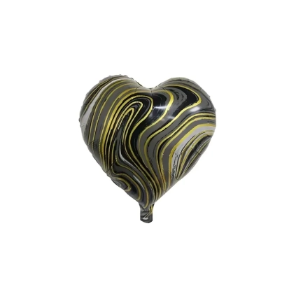 Palloncino cuore Marmorizzato Nero standard shape 18" (45cm) in mylar, 1pz.