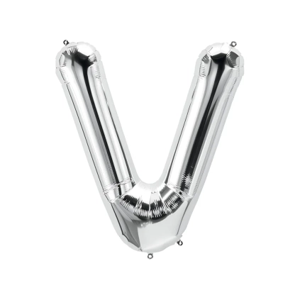 Palloncino Lettera V Argento super shape 40" (101cm) in mylar, 1pz.