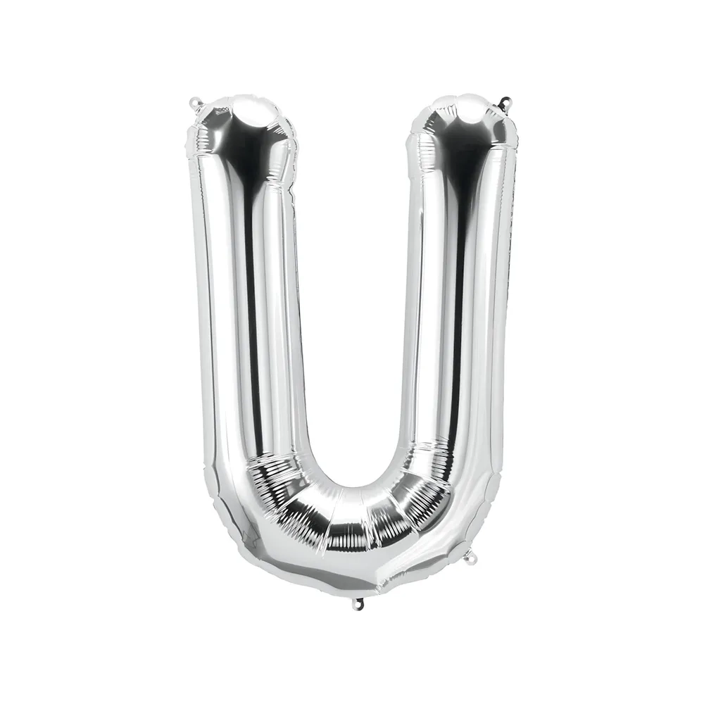 Palloncino Lettera U Argento super shape 40" (101cm) in mylar, 1pz.