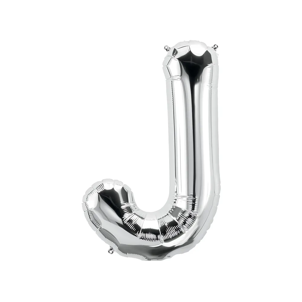 Palloncino Lettera J Argento super shape 40" (101cm) in mylar, 1pz.