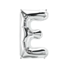 Palloncino Lettera E Argento super shape 40" (101cm) in mylar, 1pz.