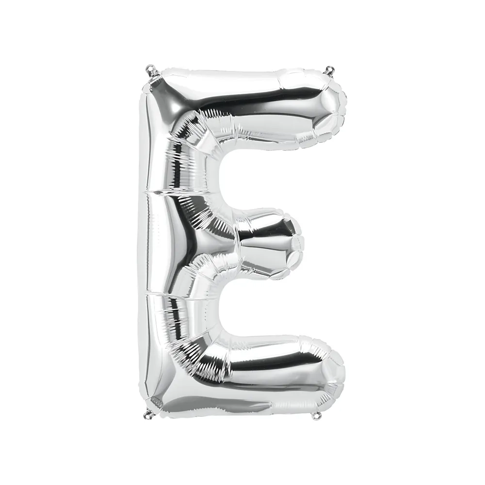 Palloncino Lettera E Argento super shape 40" (101cm) in mylar, 1pz.