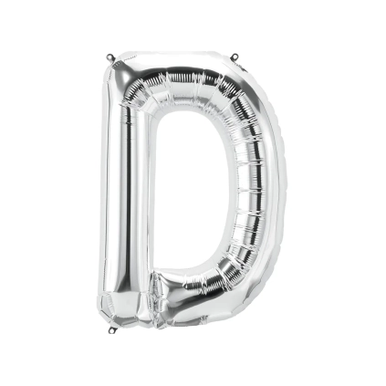 Palloncino Lettera D Argento super shape 40" (101cm) in mylar, 1pz.