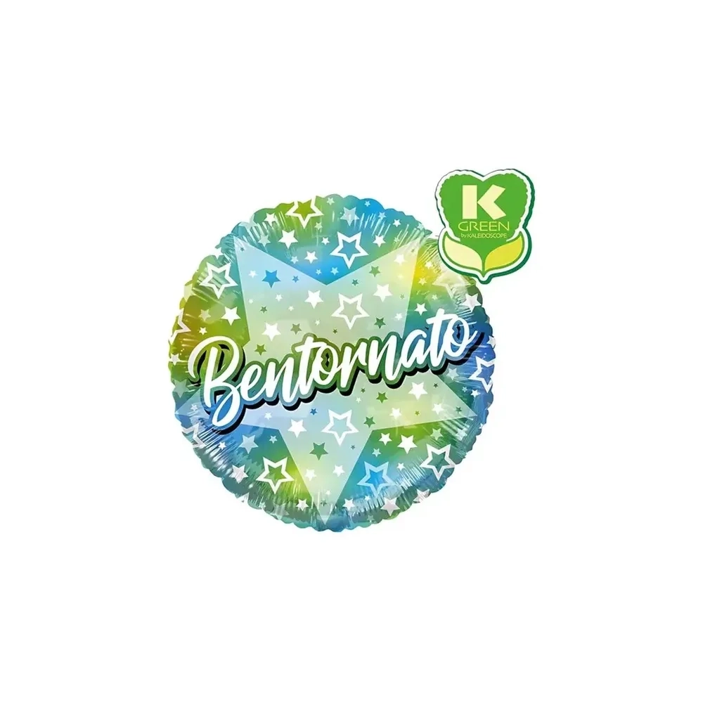 Palloncino con stelle e testo Bentornato standard shape 18" (45cm) in mylar, 1pz.