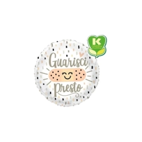 Palloncino Guarisci Presto con cerotto felice standard shape 18" (45cm) in mylar, 1pz.