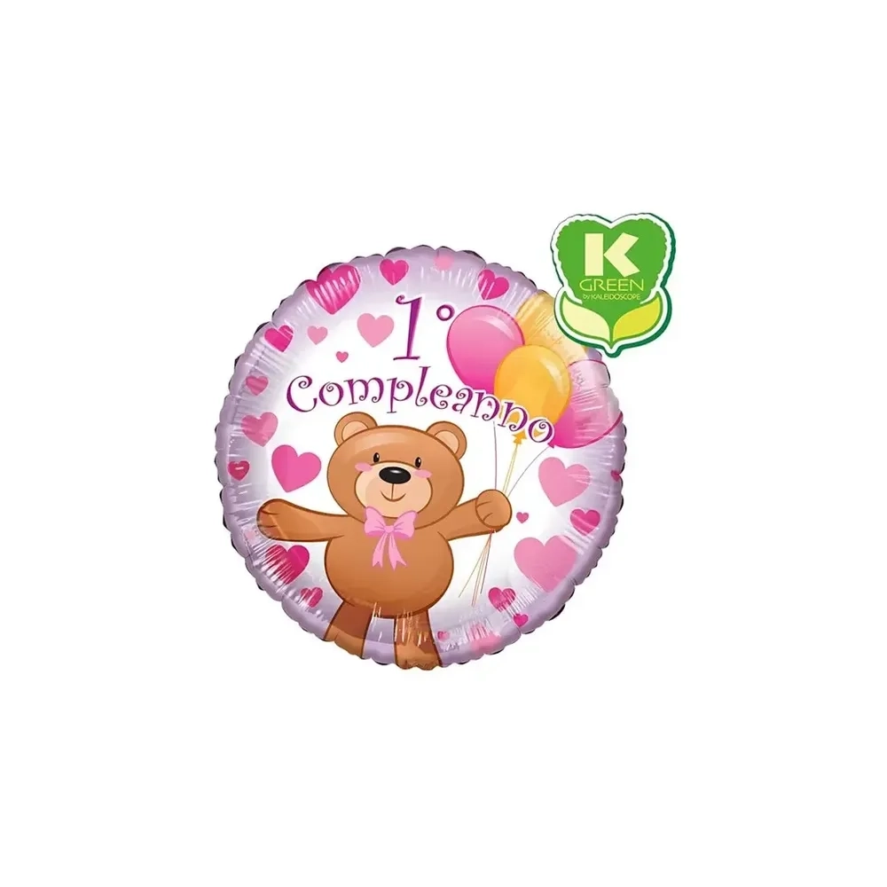Palloncino Primo Compleanno Bimba standard shape 18" (45cm) in mylar, 1pz.