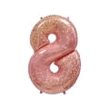 Palloncino numero 8 Rose Gold coriandoli oro super shape 40" (101cm) in mylar, 1pz.
