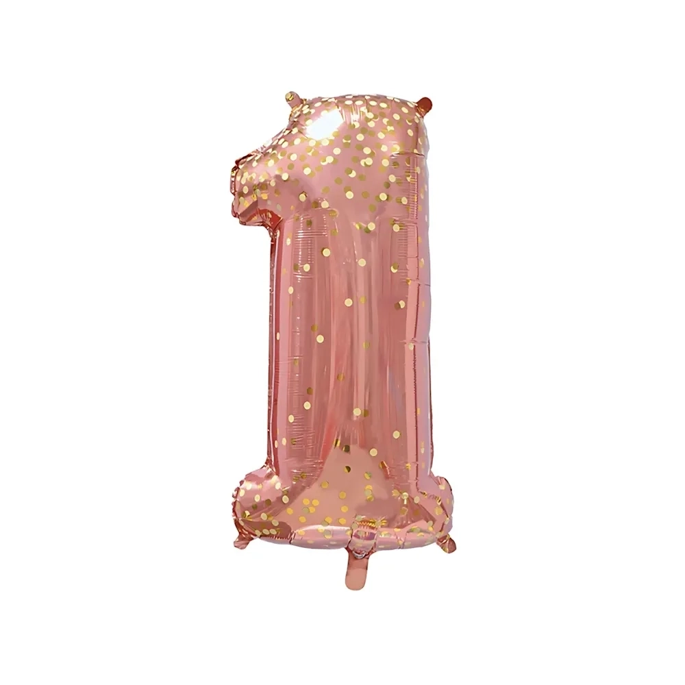 Palloncino numero 1 Rose Gold coriandoli oro super shape 40" (101cm) in mylar, 1pz.