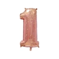 Palloncino numero 1 Rose Gold coriandoli oro super shape 40" (101cm) in mylar, 1pz.