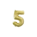 Palloncino numero 5 Champagne con valvola mini shape 14" (35cm) in mylar, 1pz.