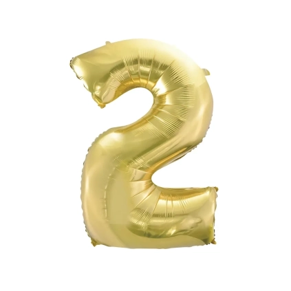Palloncino numero 2 Champagne con valvola super shape 40" (101cm) in mylar, 1pz.