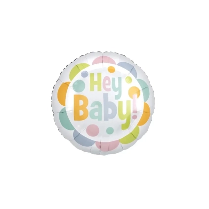 Palloncino Hey Baby Satinato standard shape 18" (45cm) in mylar, 1pz.