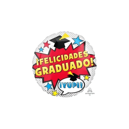 Palloncino Felicidades Graduado con Pois standard shape 18" (45cm) in mylar, 1pz.